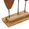 Brown Teak Wood Natural Leaves Sculpture, 23" x 12" x 5"